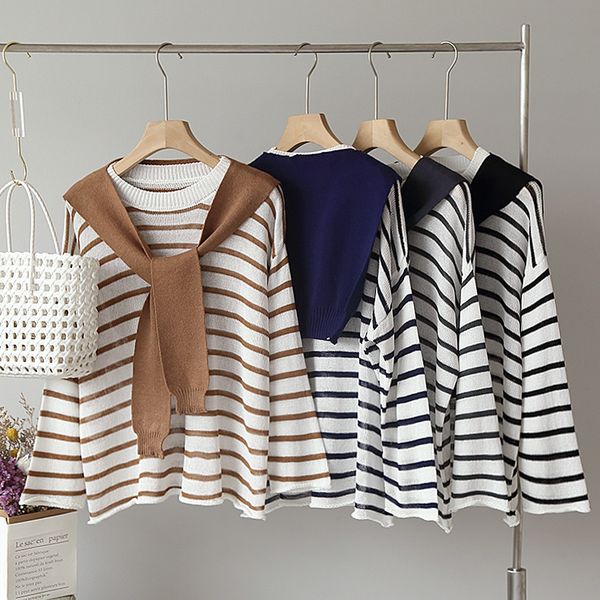 sweater mozuleva korean autumn academic style around the striped neck long sleeve mesh + solid color shawl set two pieces, White;black
sweater mozuleva korean autumn academic style around the striped neck long sleeve mesh + solid color shawl set two pieces, White;black