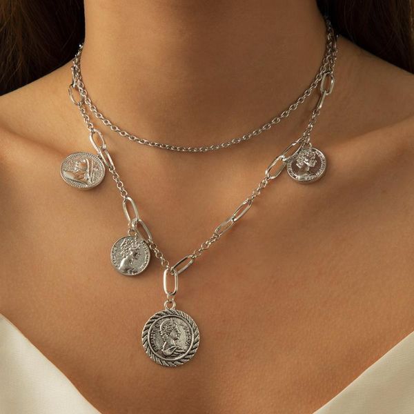 chains modern jewelry metal portrait pendant necklace design vintage temperament selling chain for party gifts, Silver
chains modern jewelry metal portrait pendant necklace design vintage temperament selling chain for party gifts, Silver