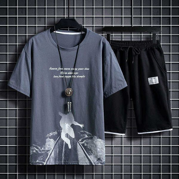 tracksuits t-shirt / men's short shorts sports casual suit summer printed korean half sleeve set price, Gray
tracksuits t-shirt / men's short shorts sports casual suit summer printed korean half sleeve set price, Gray