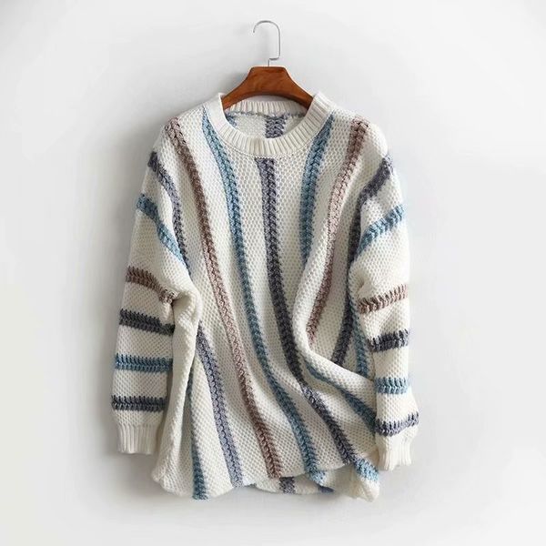 vintage sweet women colorful striped patchwork sweater fashion cute girls pullovers casual female knitwear streetwear 210520, White;black
vintage sweet women colorful striped patchwork sweater fashion cute girls pullovers casual female knitwear streetwear 210520, White;black