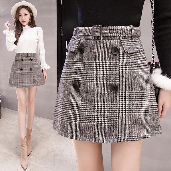 skirts 2021 women woolen mini skirt autumn winter straight plaid with belt buttons elegant skater high waist femininas, Black
skirts 2021 women woolen mini skirt autumn winter straight plaid with belt buttons elegant skater high waist femininas, Black