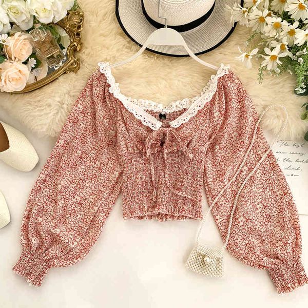 women's blouses & shirts autumn korean lace-up chiffon lace long puff sleeve short crop women high waist blouse j829 g9b9, White
women's blouses & shirts autumn korean lace-up chiffon lace long puff sleeve short crop women high waist blouse j829 g9b9, White