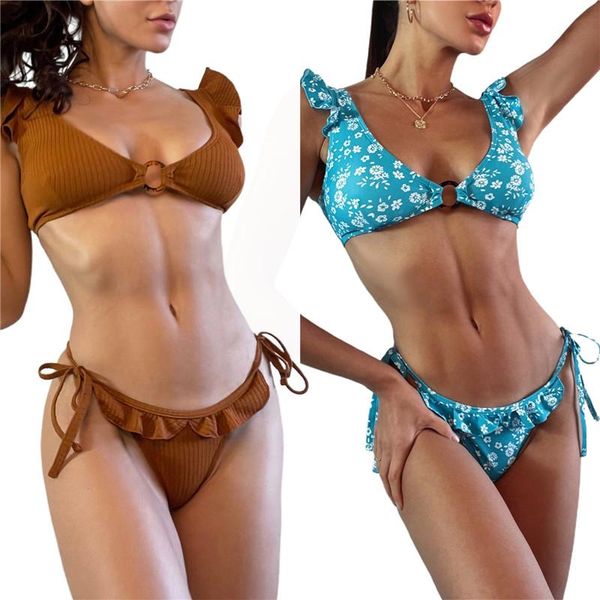 women's swimwear summer bikini set split women creative floral printing/solid color sleeve lace up backless swimsuit, White;black
women's swimwear summer bikini set split women creative floral printing/solid color sleeve lace up backless swimsuit, White;black