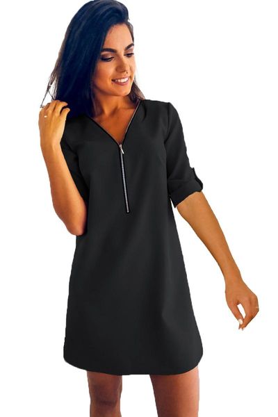women summer dress womens long sleeve v neck zipper shirt loose party evening mini vestidos femininos plus size s-5x casual dresses, Black;gray
women summer dress womens long sleeve v neck zipper shirt loose party evening mini vestidos femininos plus size s-5x casual dresses, Black;gray