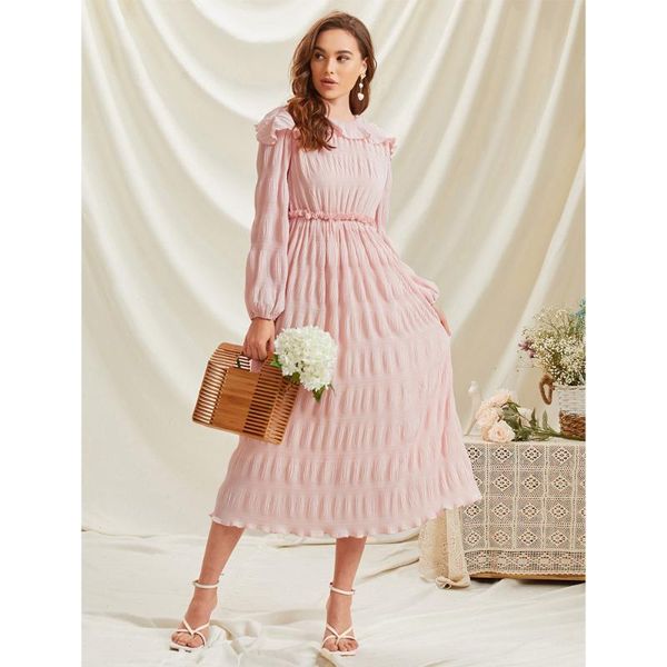 casual dresses 2021 spring summer chiffon long dress sweet lantern sleeve pink party elegant mid-calf, Black;gray
casual dresses 2021 spring summer chiffon long dress sweet lantern sleeve pink party elegant mid-calf, Black;gray