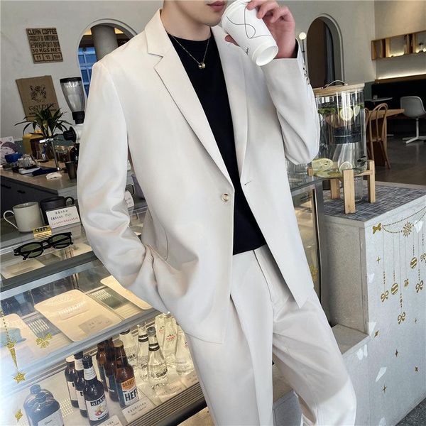men's suits & blazers white rascal casual suit trend loose light mature net infrared set summer thin, White;black
men's suits & blazers white rascal casual suit trend loose light mature net infrared set summer thin, White;black