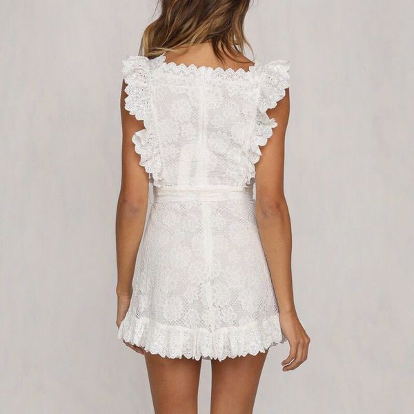 a line elegant embroidery lace women hollow out sashes ruffles white summer slim party lady vestidos, White;black
a line elegant embroidery lace women hollow out sashes ruffles white summer slim party lady vestidos, White;black