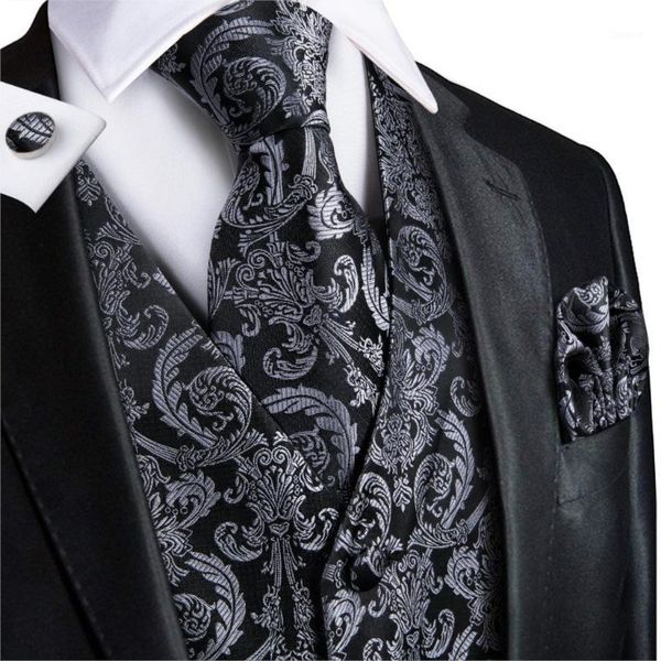 men's vests vest for men black suit floral waistcoat slim-fit tuxedo paisley tie set cufflinks gift wedding business hi-tie ve-0011, Black;white
men's vests vest for men black suit floral waistcoat slim-fit tuxedo paisley tie set cufflinks gift wedding business hi-tie ve-0011, Black;white