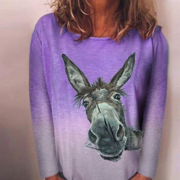 woman harajuku women womens t shirts plus size long sleeve donkey printed o neck tee shirt, White
woman harajuku women womens t shirts plus size long sleeve donkey printed o neck tee shirt, White