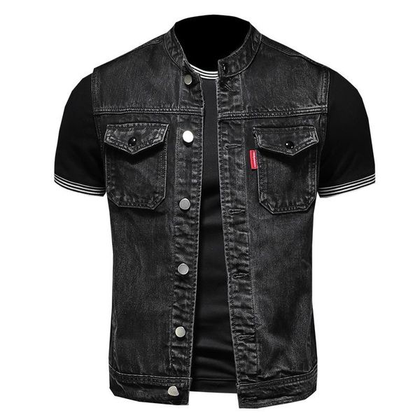 men's vests autumn men black stand collar plus size denim vest streetwear button coats sleeveless jeans jacket pockets waistcoat m-5xl, Black;white
men's vests autumn men black stand collar plus size denim vest streetwear button coats sleeveless jeans jacket pockets waistcoat m-5xl, Black;white