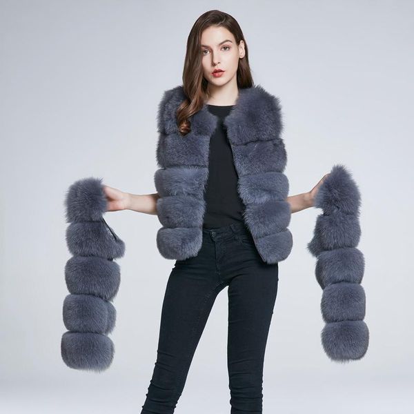 women's fur & faux luxury lady genuine real coat jacket detachable sleeve vest winter women short outerwear coats overcoat lf5119, Black
women's fur & faux luxury lady genuine real coat jacket detachable sleeve vest winter women short outerwear coats overcoat lf5119, Black