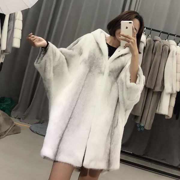 women's fur & faux women cross skull real mink coat female hooded nine-point sleeve overcoat long section jacket, Black
women's fur & faux women cross skull real mink coat female hooded nine-point sleeve overcoat long section jacket, Black