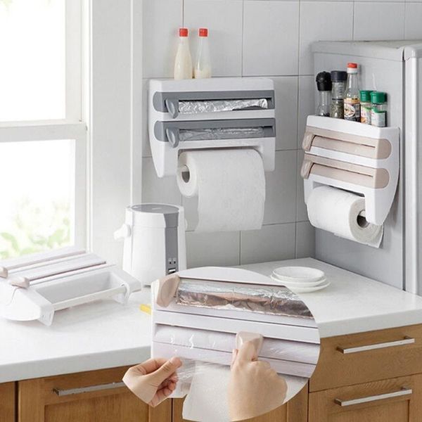 kitchen storage & organization 4 in 1 wall-mount paper towel holder sauce bottle rack cling film cutting mutifunction organizer
kitchen storage & organization 4 in 1 wall-mount paper towel holder sauce bottle rack cling film cutting mutifunction organizer