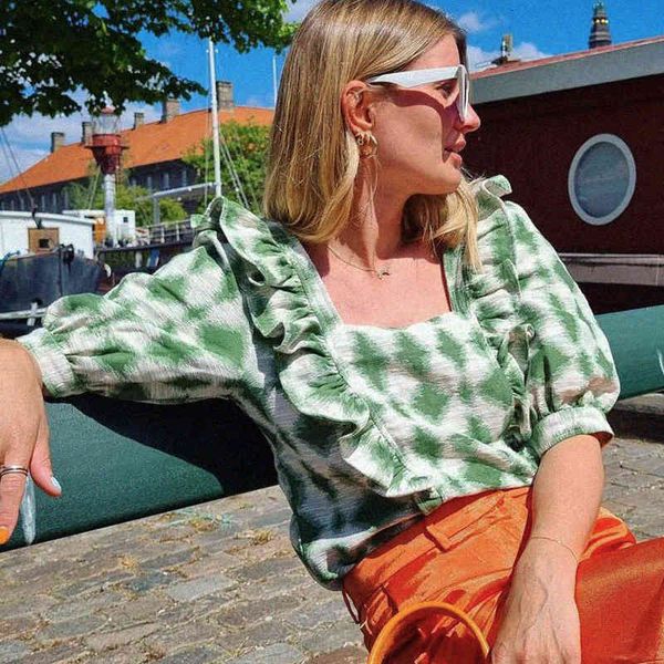 women's swimwear gathered ruffles blouse green jacquard femme square neckline puff sleeves chic vintage casual chemises tunic retro 6v, White;black
women's swimwear gathered ruffles blouse green jacquard femme square neckline puff sleeves chic vintage casual chemises tunic retro 6v, White;black