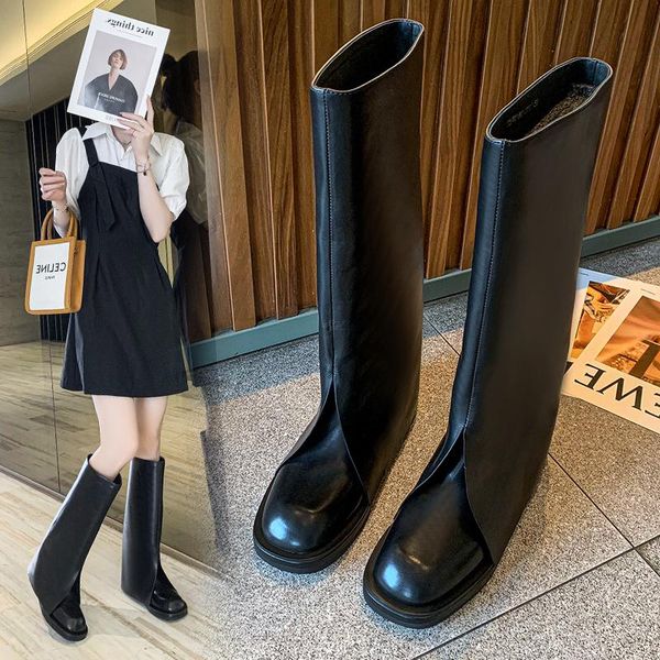 boots black women genuine leather knight woman round toe motorcycle flats knee high runway shoes
boots black women genuine leather knight woman round toe motorcycle flats knee high runway shoes