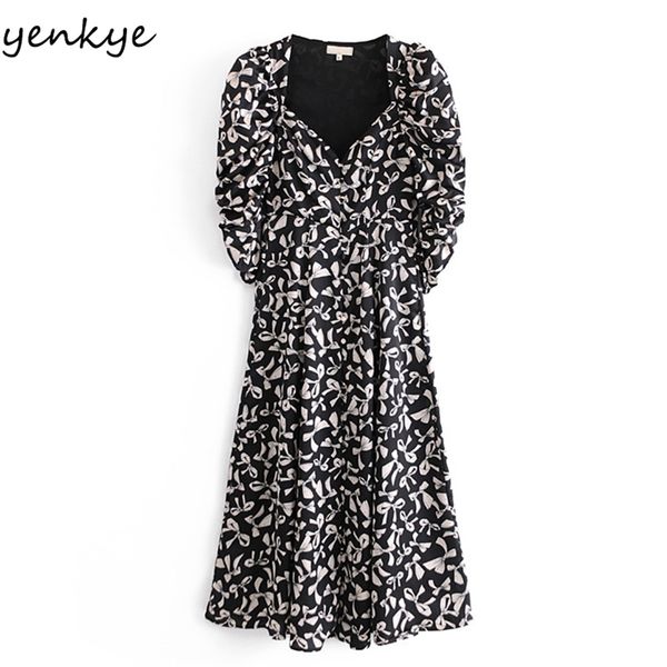 fashion women bow pattern print long maxi dress elegant lady v neck puff sleeve draped spring robe longue 210514, Black;gray
fashion women bow pattern print long maxi dress elegant lady v neck puff sleeve draped spring robe longue 210514, Black;gray