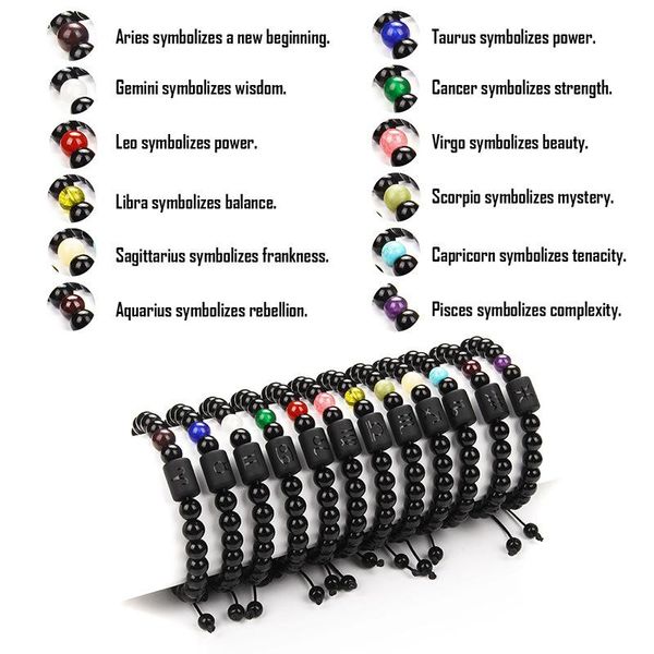 beaded, strands 12 constellation zodiac sign birthday bracelet 8mm chakra stone beads budhha braided friendship jewelry women men, Black
beaded, strands 12 constellation zodiac sign birthday bracelet 8mm chakra stone beads budhha braided friendship jewelry women men, Black