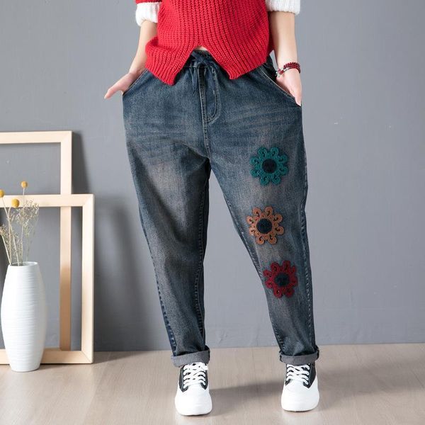 women's jeans qpfjqd denim pants for female retro flower embroidery loose casual women wild vintage harem trousers oversize, Blue
women's jeans qpfjqd denim pants for female retro flower embroidery loose casual women wild vintage harem trousers oversize, Blue
