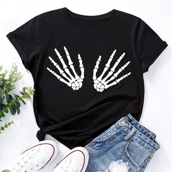 women's t-shirt summer women t shirt plus size 5xl cotton skeleton hands print female short sleeve oversized tshirts casual graphic tee, White
women's t-shirt summer women t shirt plus size 5xl cotton skeleton hands print female short sleeve oversized tshirts casual graphic tee, White