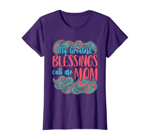 womens my greatest blessings call me mom mama gift t-shirt, White;black