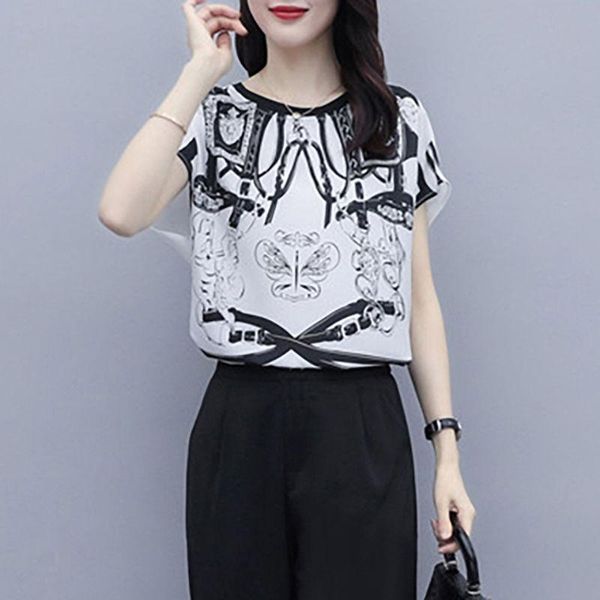 women's blouses & shirts chiffon short sleeve summer temperament loose fashion o-neck casual blusas all-match mm0288, White
women's blouses & shirts chiffon short sleeve summer temperament loose fashion o-neck casual blusas all-match mm0288, White