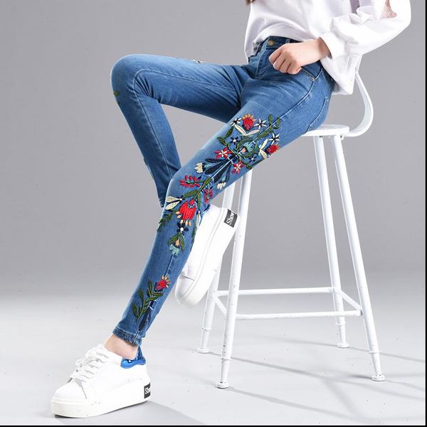 side embroidered womens jeans for women with high waist pants plus size skinny vintage 4xl stretch embroidery denim, Blue
side embroidered womens jeans for women with high waist pants plus size skinny vintage 4xl stretch embroidery denim, Blue