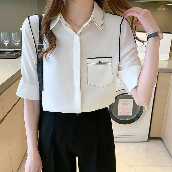 women's blouses & shirts chiffon shirt short sleeve 2021 summer dress french lapel foreign style top, White
women's blouses & shirts chiffon shirt short sleeve 2021 summer dress french lapel foreign style top, White