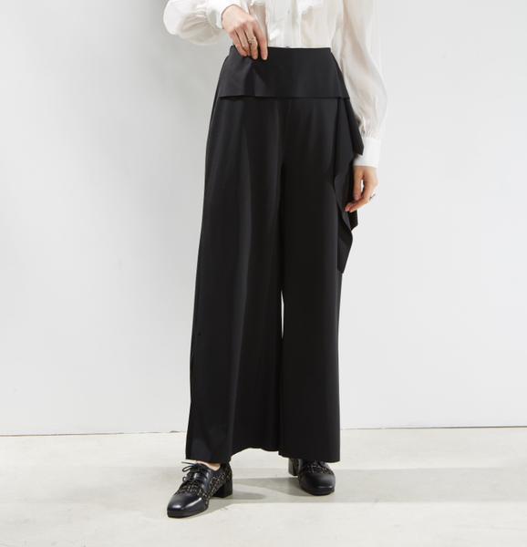women fashion tide high elastic waist side split flounces black long wide leg trousers loose fit pants women's & capris, Black;white
women fashion tide high elastic waist side split flounces black long wide leg trousers loose fit pants women's & capris, Black;white