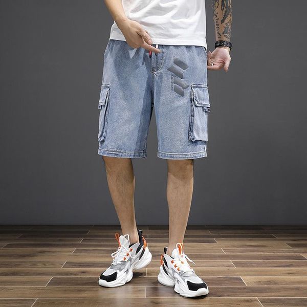 men's jeans summer ins brand mens denim shorts cotton cargo big pocket loose baggy wide leg embroidery bermuda beach boar, Blue
men's jeans summer ins brand mens denim shorts cotton cargo big pocket loose baggy wide leg embroidery bermuda beach boar, Blue