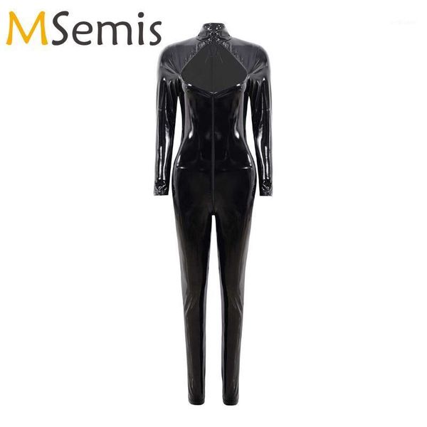 womens body suit latex wet look jumpsuits leather cutout front skinny bodysuit long sleeve zipper slim fit clubwear costumes, Black;white
womens body suit latex wet look jumpsuits leather cutout front skinny bodysuit long sleeve zipper slim fit clubwear costumes, Black;white