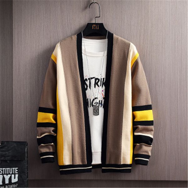 mens colors matching stripes coats fashion trend cardigan long sleeve plus size casual outerwears designer male sweater knitwear jackets, Black
mens colors matching stripes coats fashion trend cardigan long sleeve plus size casual outerwears designer male sweater knitwear jackets, Black
