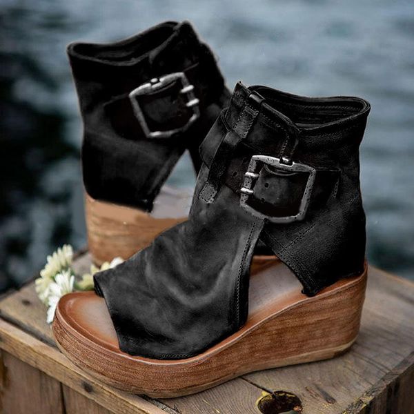 dress shoes women casual leather retro wedges sandals vintage buckle design lady spring summer supply a66, Black
dress shoes women casual leather retro wedges sandals vintage buckle design lady spring summer supply a66, Black
