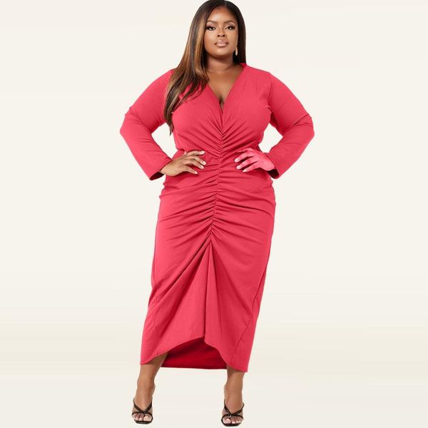 plus size dresses l-5xl wholesale drop 2021 fashion casual solid color folds long sleeve v neck women clothing dress, Black
plus size dresses l-5xl wholesale drop 2021 fashion casual solid color folds long sleeve v neck women clothing dress, Black