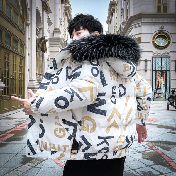 winter short mens down jacket hooded thickened with fur collar to keep warm casual youth printed cotton-padded jacket 2021 new, Black
winter short mens down jacket hooded thickened with fur collar to keep warm casual youth printed cotton-padded jacket 2021 new, Black