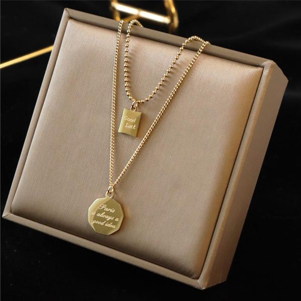 pendant necklaces titanium steel fashion jewelry 2 layer good luck letter necklace nice gift for women girl, Silver
pendant necklaces titanium steel fashion jewelry 2 layer good luck letter necklace nice gift for women girl, Silver