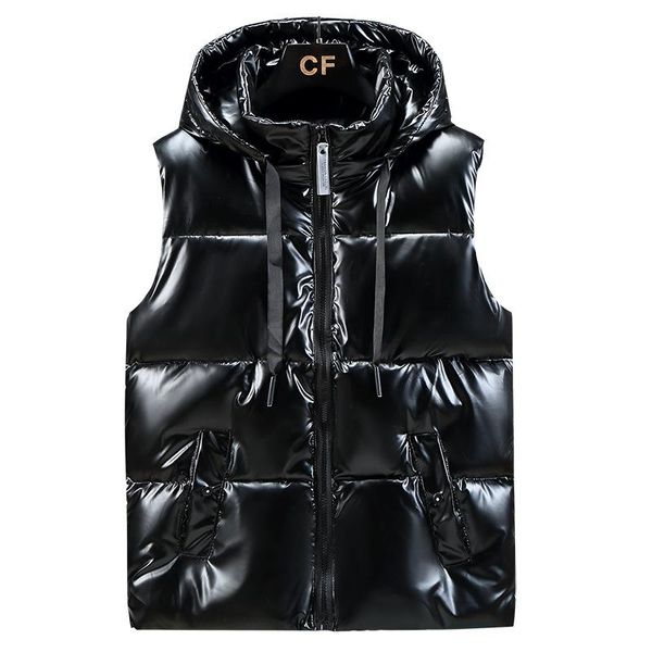 men's vests 2021 autumn winter cotton-padded shiny vest removable hat hood waistcoat warm sleeveless jacket zipper coat m-5xl, Black;white
men's vests 2021 autumn winter cotton-padded shiny vest removable hat hood waistcoat warm sleeveless jacket zipper coat m-5xl, Black;white