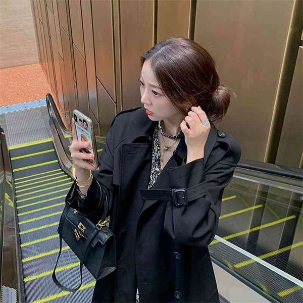 women's jackets coats 2021 spring and autumn korean fashion leisure temperament british style small middle long loose windbreaker femal, Black;brown
women's jackets coats 2021 spring and autumn korean fashion leisure temperament british style small middle long loose windbreaker femal, Black;brown