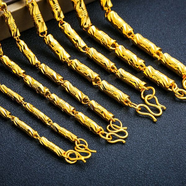 cylindrical carved necklace chain men jewelry 18k yellow gold filled solid clavicle collar gift 60cm long, Silver
cylindrical carved necklace chain men jewelry 18k yellow gold filled solid clavicle collar gift 60cm long, Silver