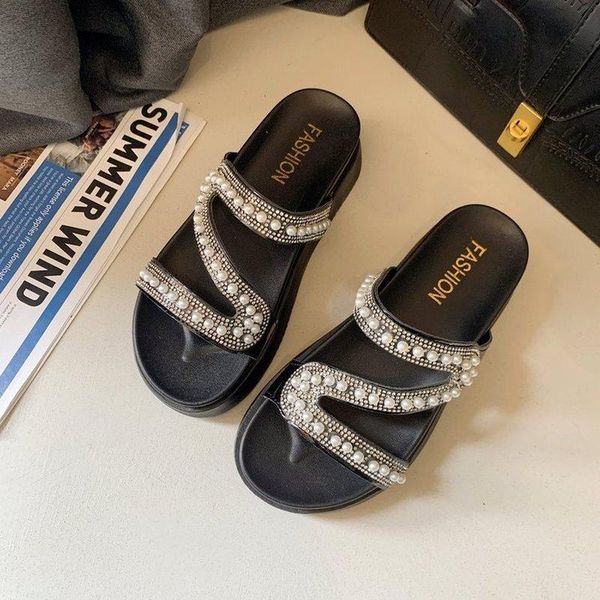 fashion women's slippers 2021 z-shaped upper pearl rhinestones embellished trendy elegant, Black
fashion women's slippers 2021 z-shaped upper pearl rhinestones embellished trendy elegant, Black