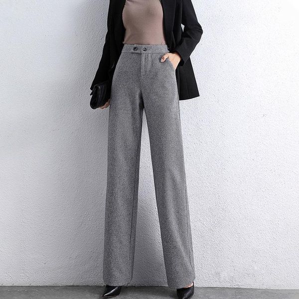 women's pants & capris women 2021 autumn winter fashion loose wide leg female solid color straight ladies high waist woolen trousers t8, Black;white
women's pants & capris women 2021 autumn winter fashion loose wide leg female solid color straight ladies high waist woolen trousers t8, Black;white