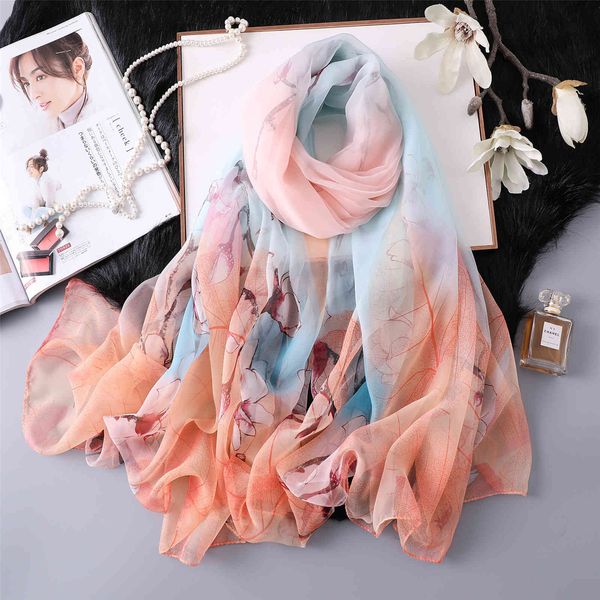 2019 summer new super soft yarn silk scarf, Blue;gray