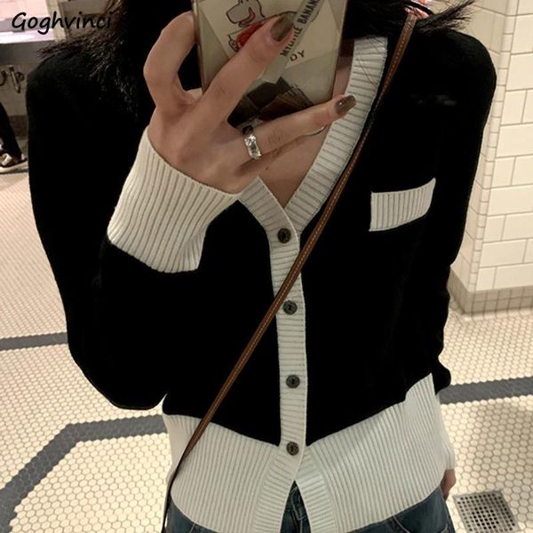 women's knits & tees cardigan women v-neck patchwork cropped female clothes single breasted vintage design ins fashion chic college har, White
women's knits & tees cardigan women v-neck patchwork cropped female clothes single breasted vintage design ins fashion chic college har, White