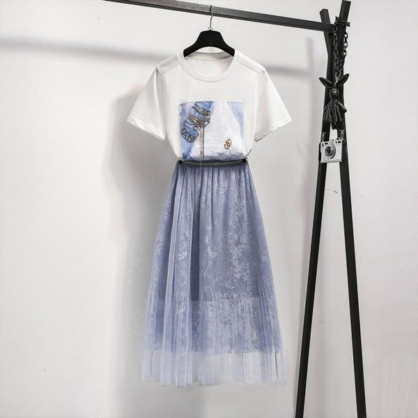 summer set fashion print pattern women tracksuits short sleeve t shirt amp high waist elastic blue mesh skirt suit, Gray
summer set fashion print pattern women tracksuits short sleeve t shirt amp high waist elastic blue mesh skirt suit, Gray