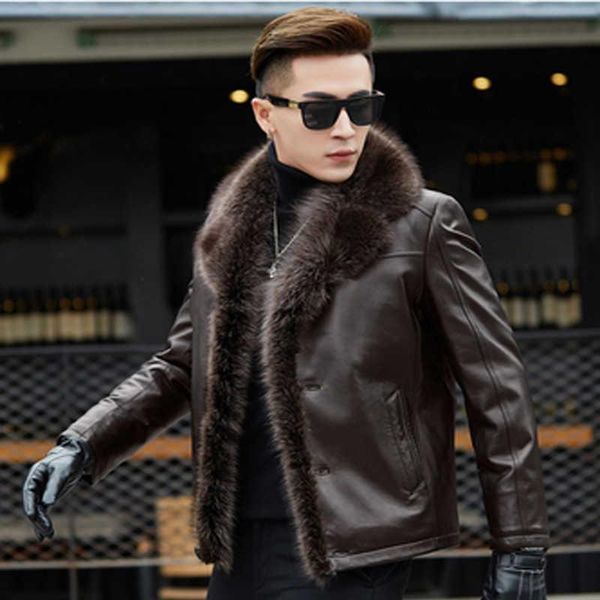 men's leather & faux winter mens 2021 coat raccoon sheep skin long sleeve button casual slim fit casacas de cuero office business jacke, Black
men's leather & faux winter mens 2021 coat raccoon sheep skin long sleeve button casual slim fit casacas de cuero office business jacke, Black