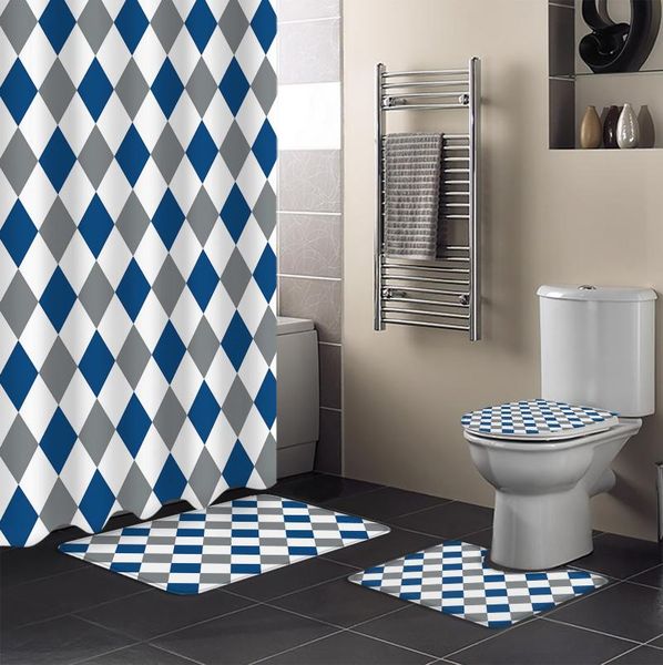 rhombus check texture blue gray shower curtain set toilet seat cover bathroom bath mats rugs curtains
rhombus check texture blue gray shower curtain set toilet seat cover bathroom bath mats rugs curtains