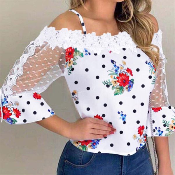 women's blouses & shirts feitong shirt womens underwear leisure vest cold tights insert flower point printed lace streetwear, White
women's blouses & shirts feitong shirt womens underwear leisure vest cold tights insert flower point printed lace streetwear, White