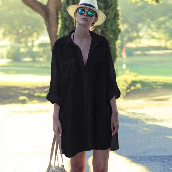 beach trip dress tunic pareos for women kaftan 2021 cotton shirt long sleeves big size cover up women's swimwear, White;black
beach trip dress tunic pareos for women kaftan 2021 cotton shirt long sleeves big size cover up women's swimwear, White;black