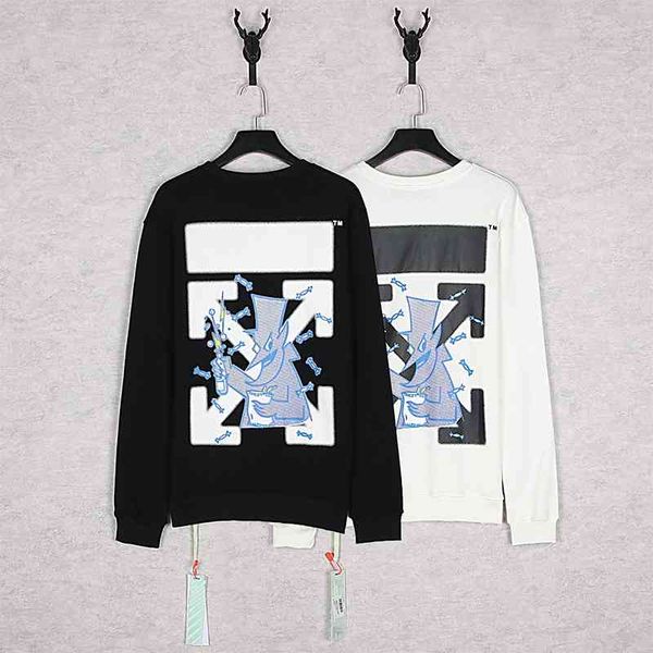 ow off crew neck sweater co name fujiwara hao arrow terry bottoming shirt for men and women, Black
ow off crew neck sweater co name fujiwara hao arrow terry bottoming shirt for men and women, Black