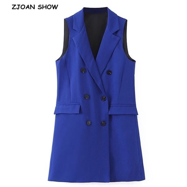 chic stylish blue double-breasted button women sleeveless blazer vest double pockets mid long suits coat 210429, White
chic stylish blue double-breasted button women sleeveless blazer vest double pockets mid long suits coat 210429, White