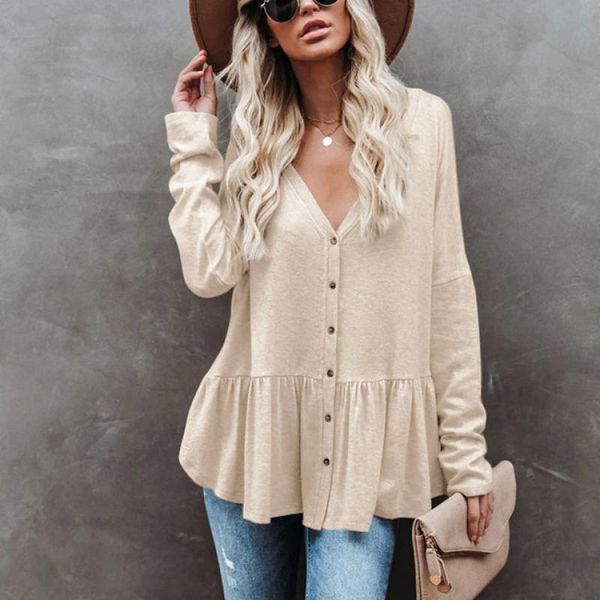 women's knits & tees solid cardigan coat fashion v-neck long sleeve patchwork ruffle blouse jacket casual loose ladies button cardigans, White
women's knits & tees solid cardigan coat fashion v-neck long sleeve patchwork ruffle blouse jacket casual loose ladies button cardigans, White